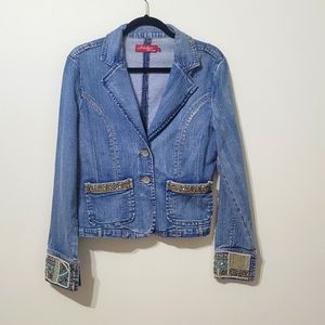 Atelier Denim Jacket with sequin bead detailing size 6